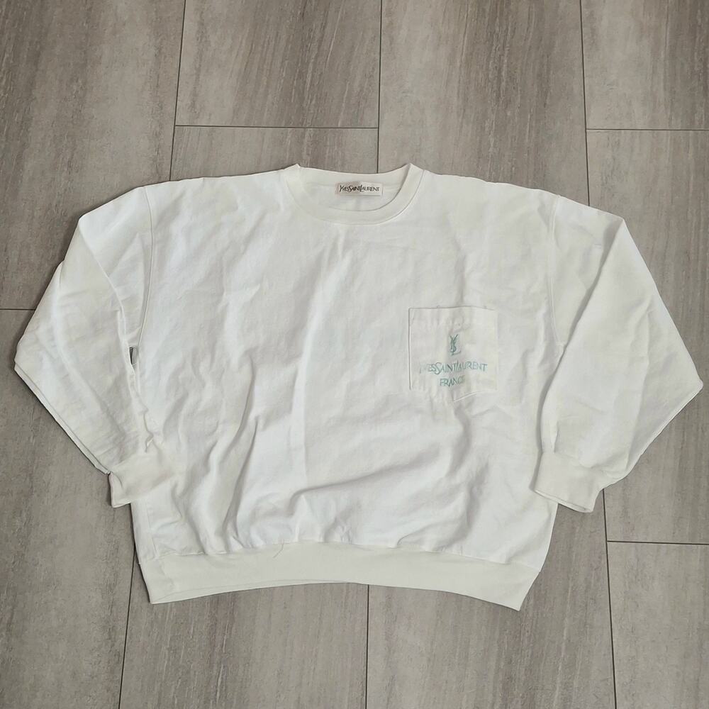 Yves Saint Laurent YSL Spellout White Sweatshirt